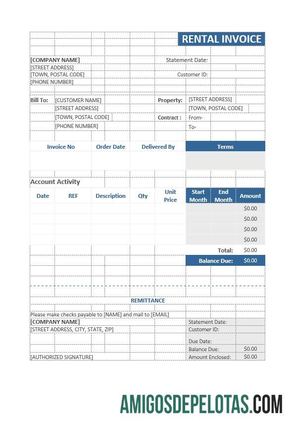 para download Exemplo de modelo de fatura de aluguel